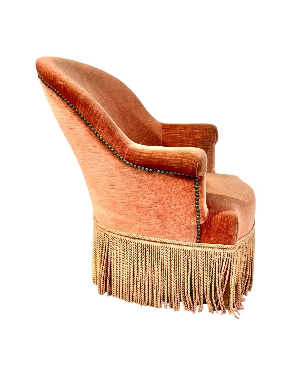 19th Century Child’s Velvet Armchair With Decorative Fringe photo Furniture