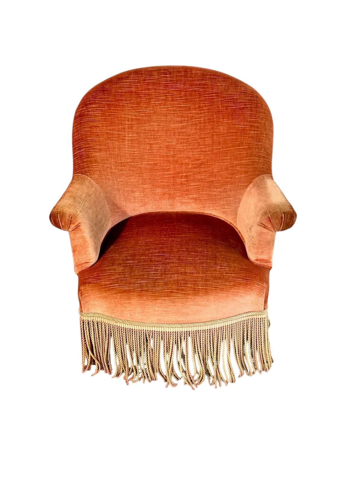 19th Century Child’s Velvet Armchair With Decorative Fringe photo buy