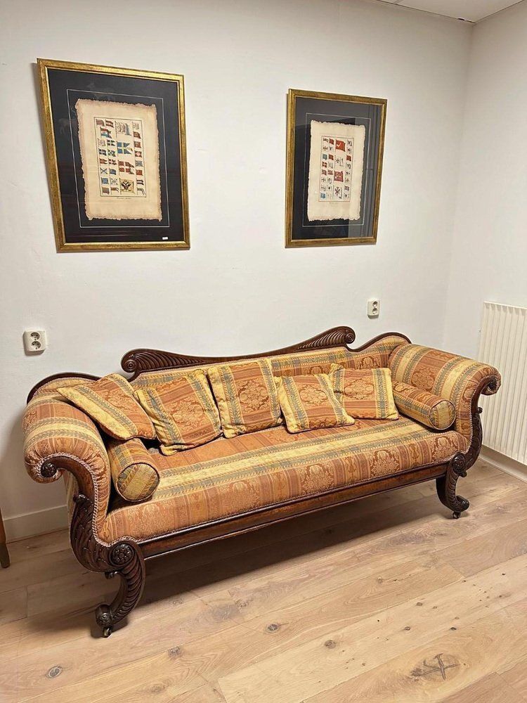 Furniture Antique Regency Mahogany Three Seater Sofa photo