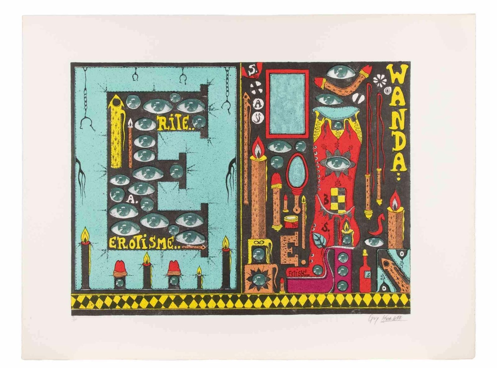 Guy Harloffrite… érotisme… Wanda   Screenprint By Guy Harloff   1970s1970s photo furniture