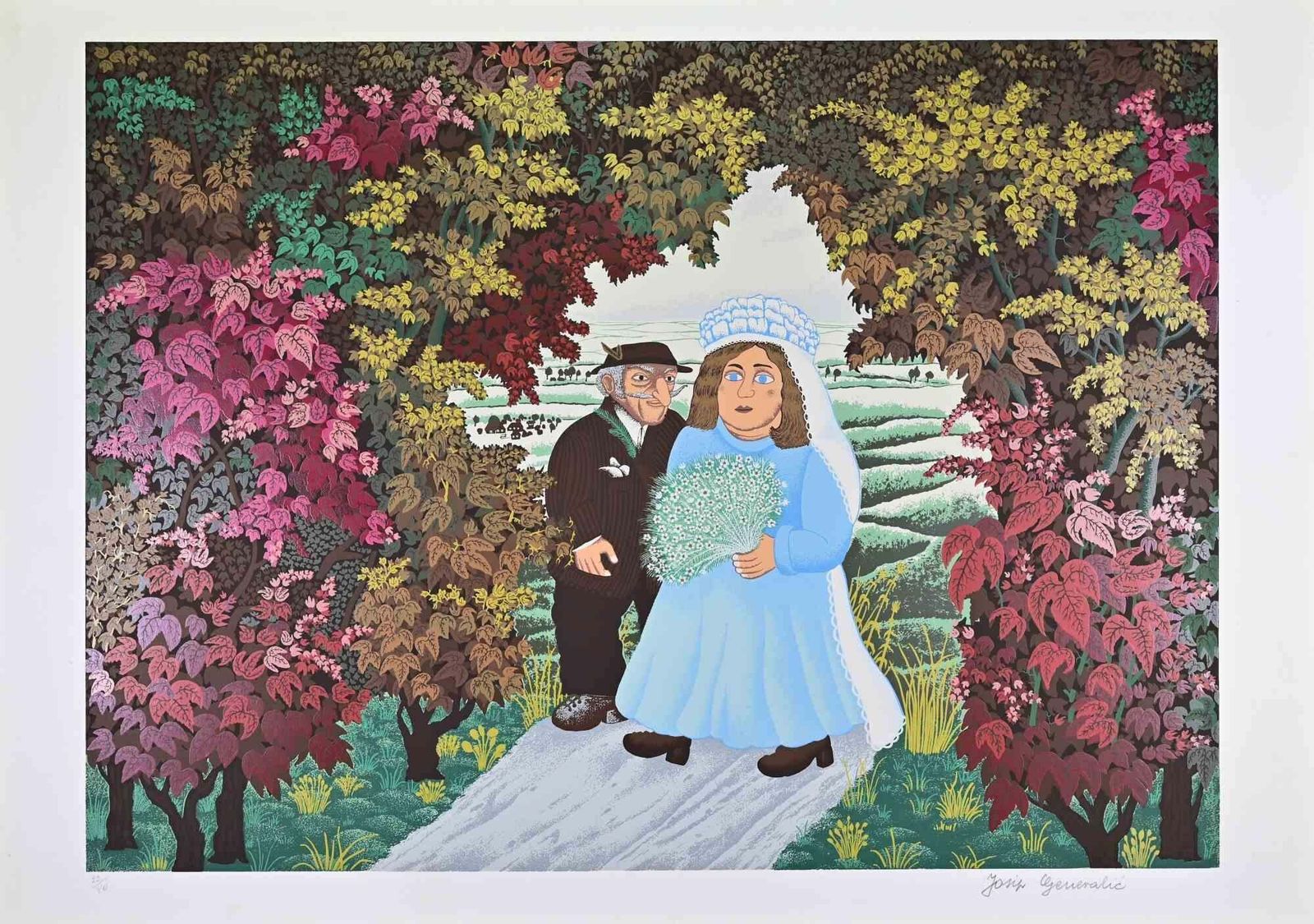Josip Generalicmladenci (Wedding Procession)   Screenprint By Josip Generalic   19611961