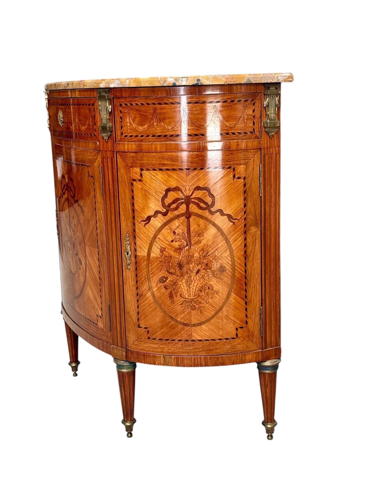 19th Century Louis XVI Style Demilune Commode With Marble Top photo vintage