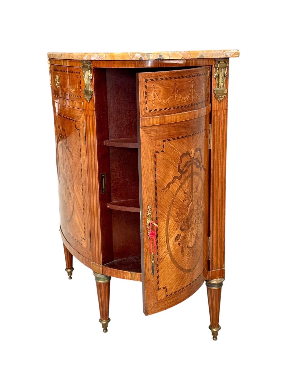 photo for sale 19th Century Louis XVI Style Demilune Commode With Marble Top