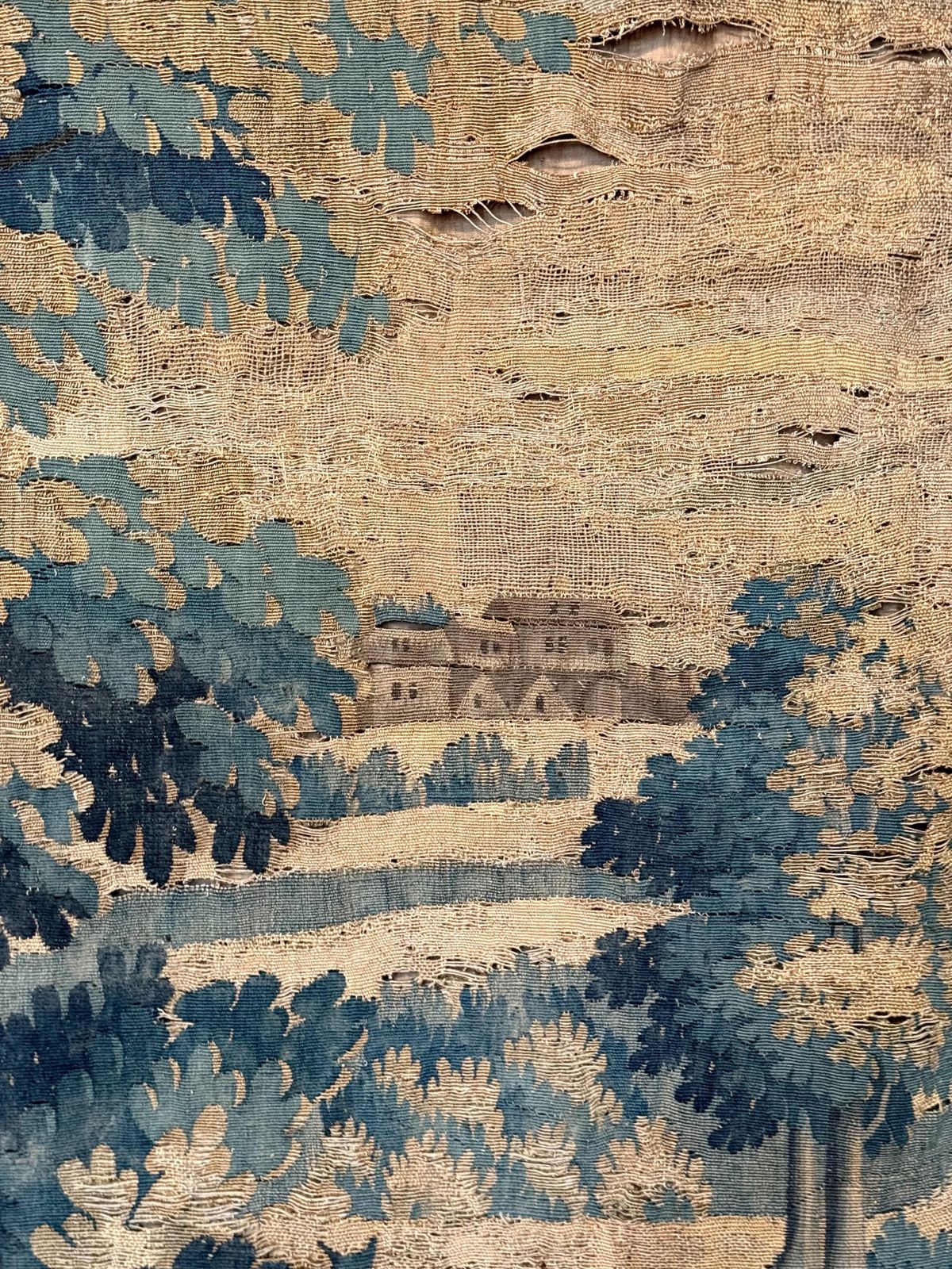 Large 18th Century Verdure Tapestry With Pastoral Scene And Wolf Attack photo Art
