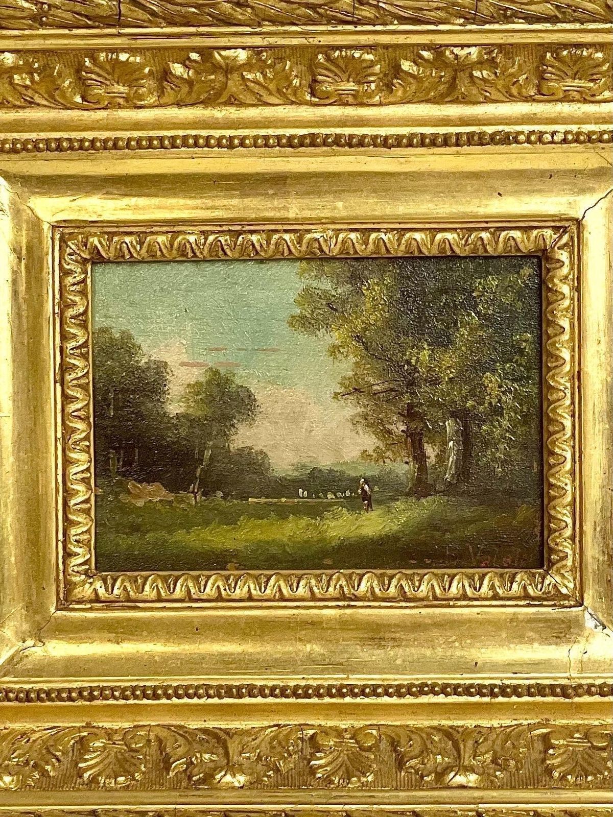 Adolphe Valette, Small Landscape Oil On Panel, Late 19th Century photo for sale