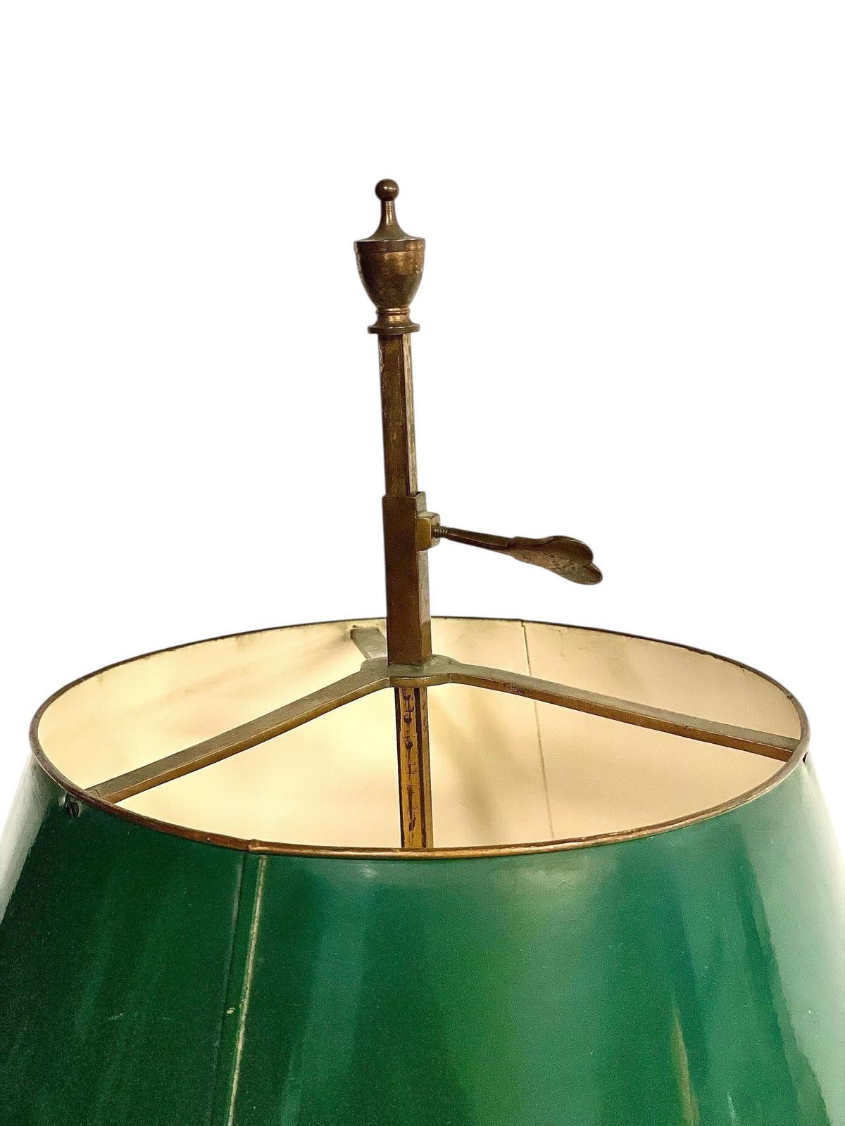 19th Century Bouillotte Lamp With Green Tole Shade And Bronze Base photo vinterior