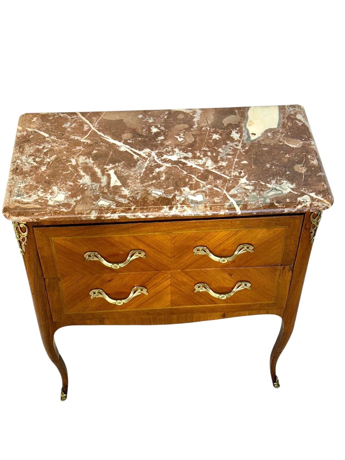 French Louis XV Transition Marble Top Commode Sauteuse, Late 18th Century photo furniture