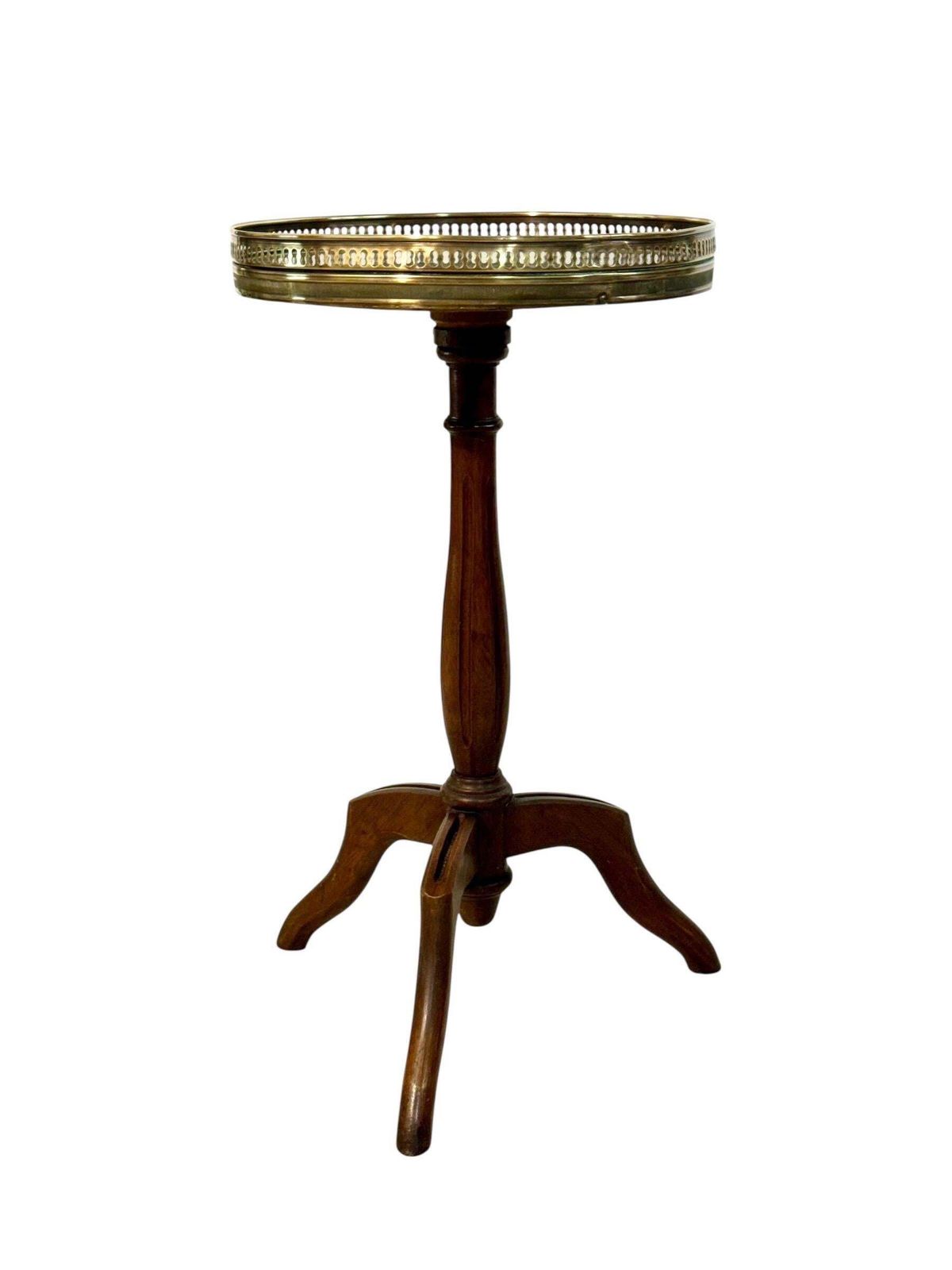 photo buy Petite French Gueridon With Marble Top And Brass Gallery, 19th Century