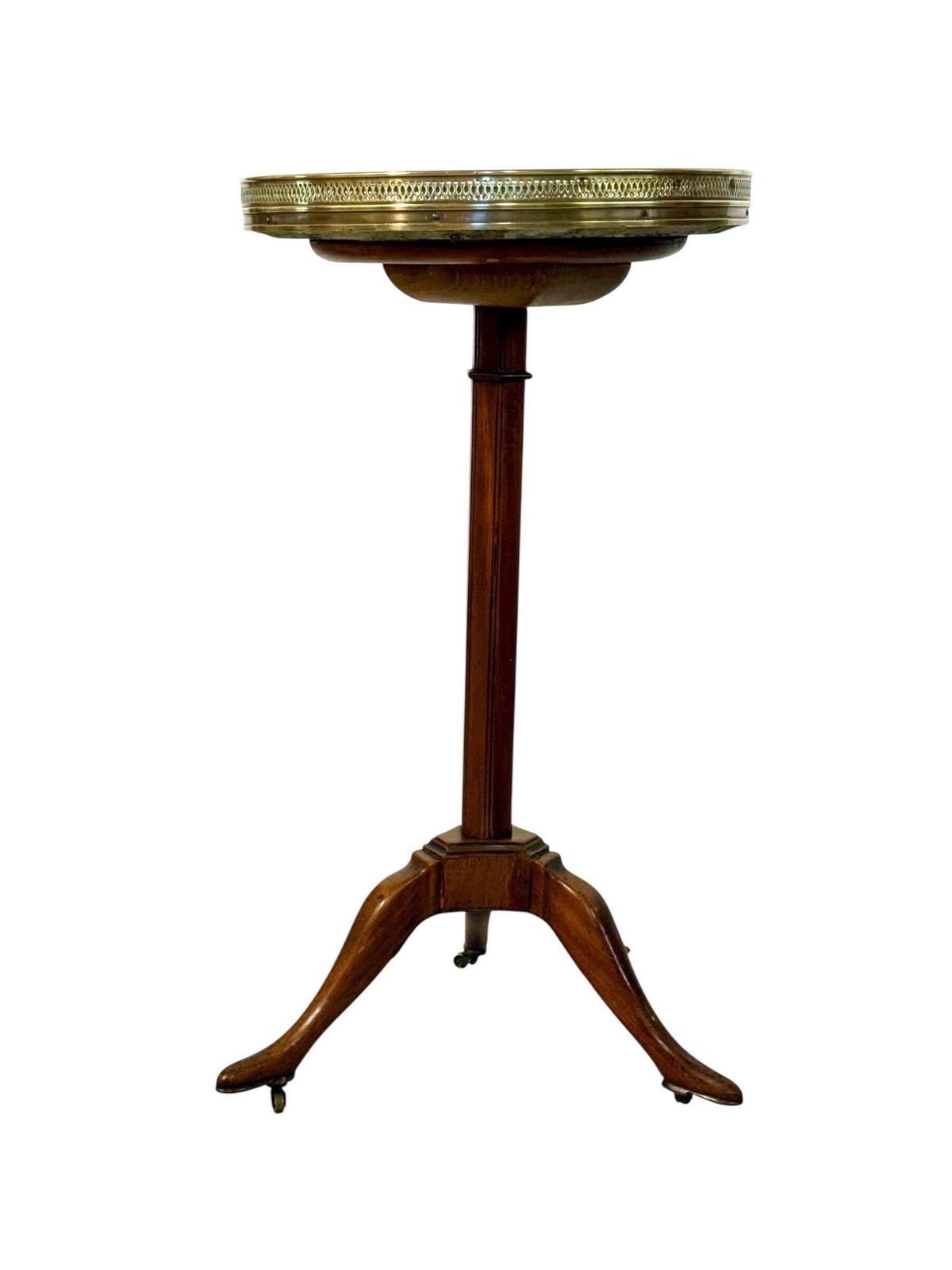 Antique French Gueridon Table With Marble Top And Brass Gallery, 19th C. photo furniture