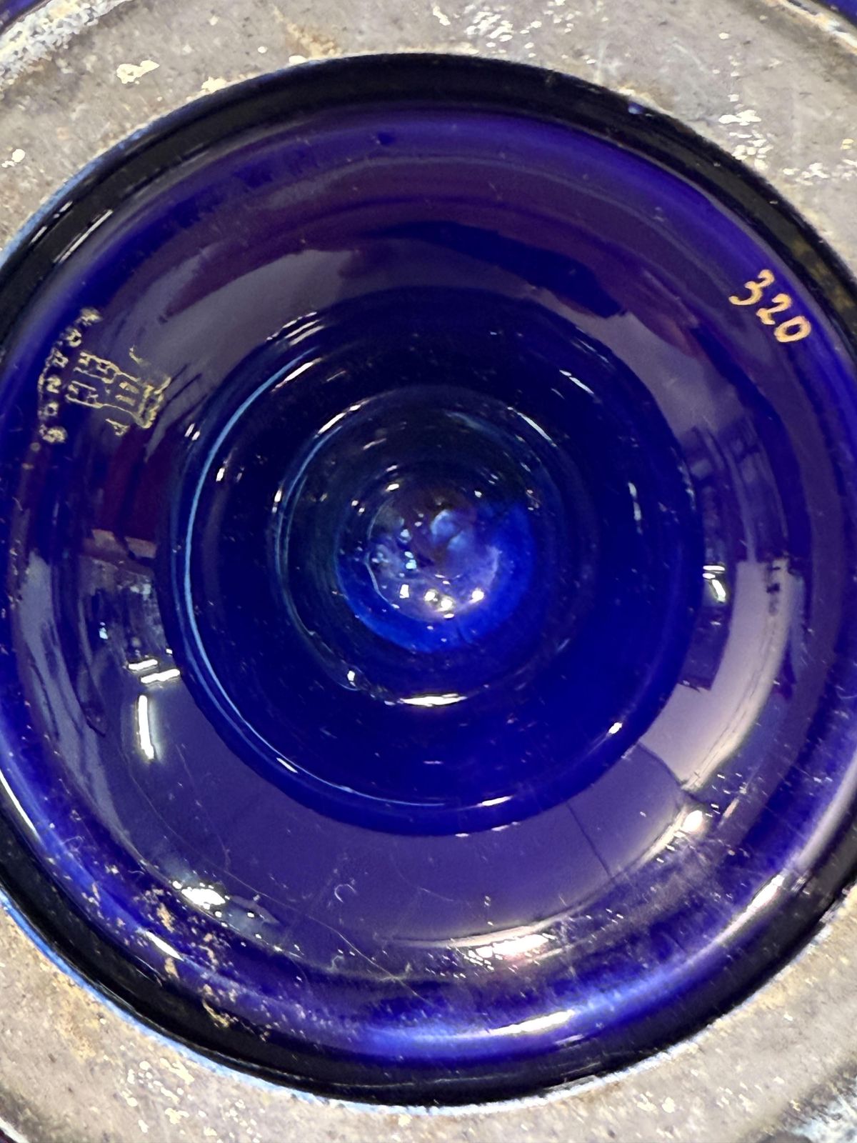Home Decor Rare Pair Of Cobalt Blue & Gilt Amphora Vases By Jaget & Pinon, Tours C.1930 photo