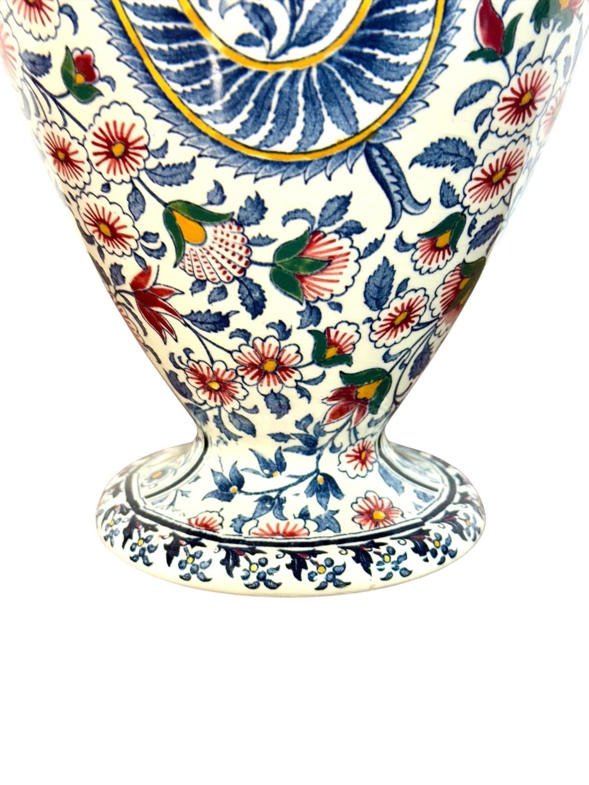 Gien Faience Vase, “Cachemire” Pattern With Floral & Paisley Décor photo buy