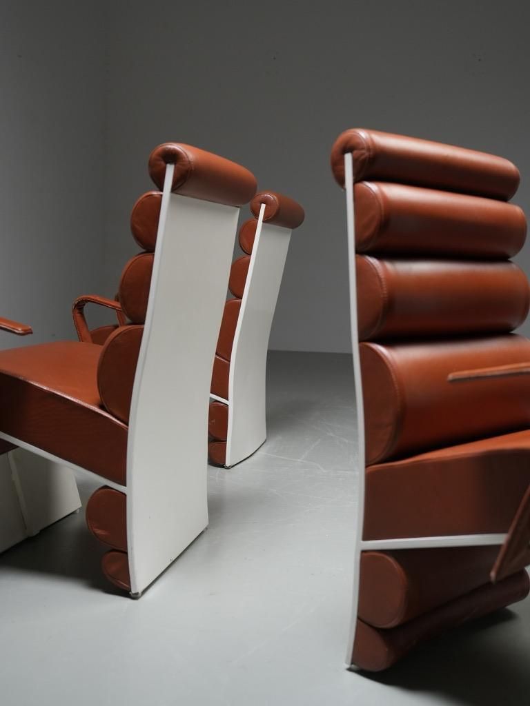 photo vinterior Set Of 4 Armchairs In Metal And Faux Leather, France, 1970s
