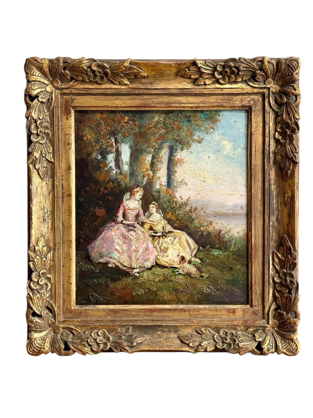 19th Century Romantic Oil Painting Of Ladies By The Riverside photo buy