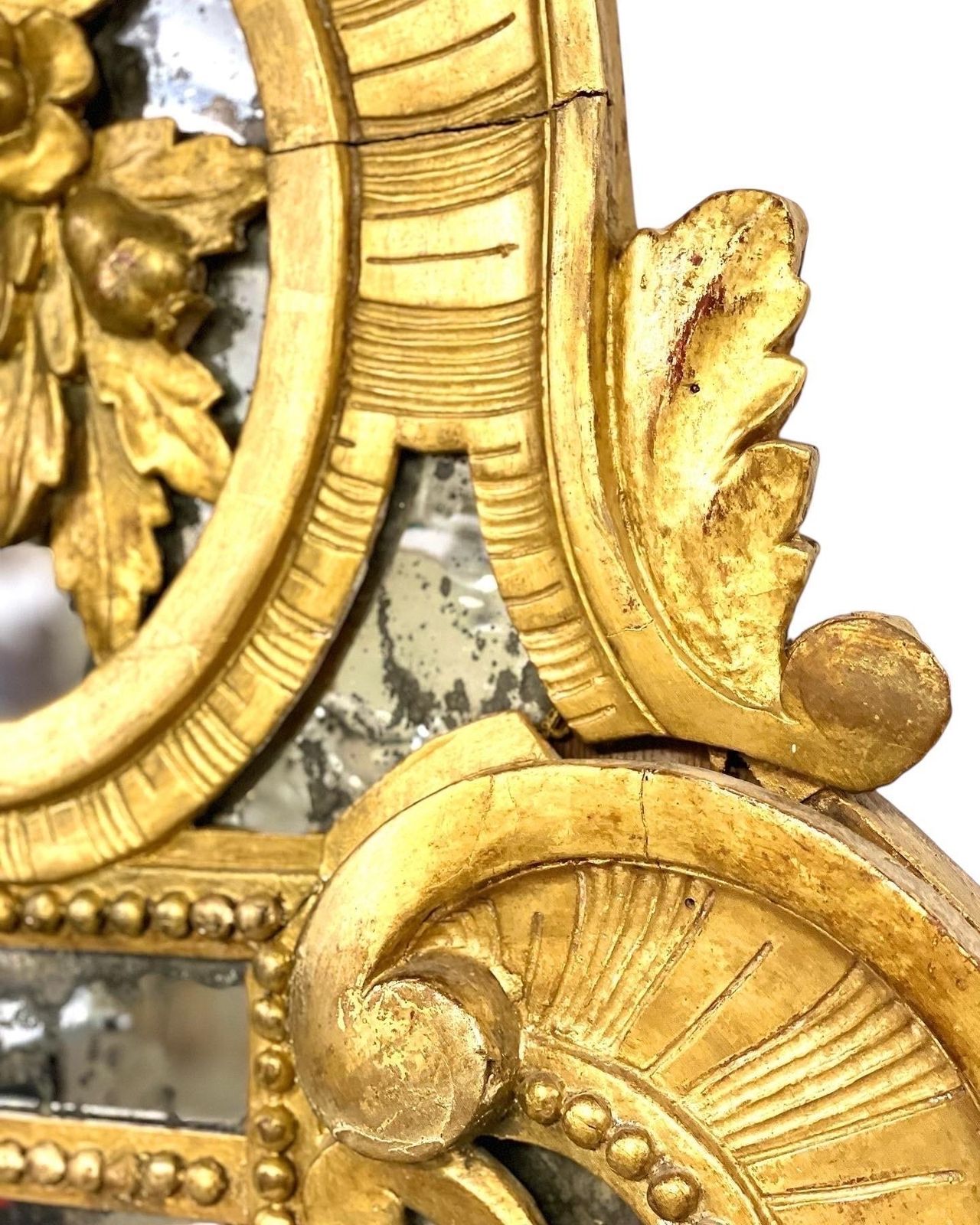 18th Century Rare Giltwood Parcloses Mirror With Wig Stand Arm photo vintage