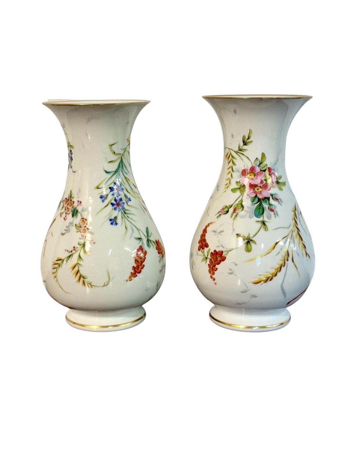 Pair Of Paris Porcelain Vases With Hand Painted Floral Bouquets, C.1880 photo 1774.0