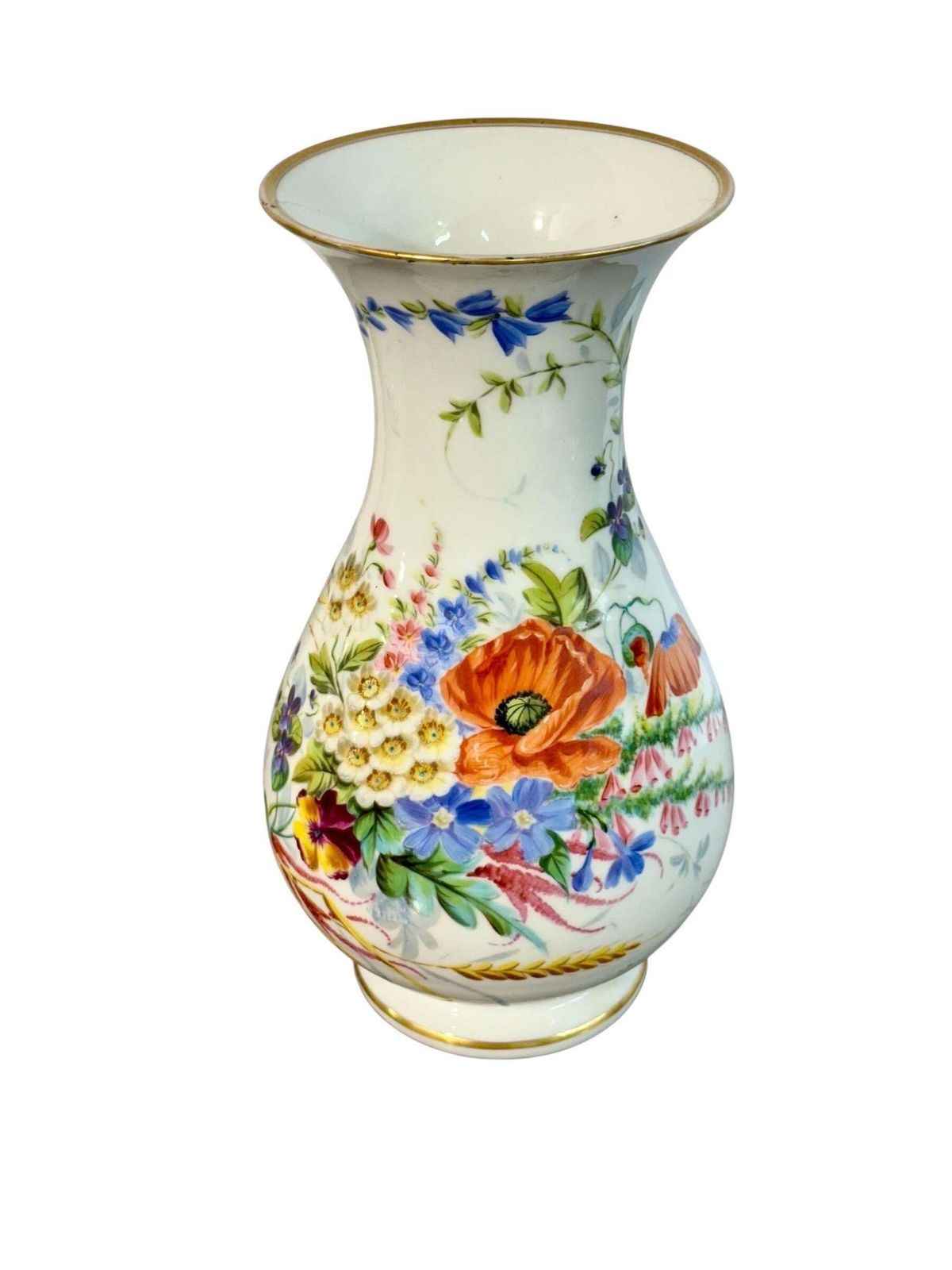 photo for sale Pair Of Paris Porcelain Vases With Hand Painted Floral Bouquets, C.1880