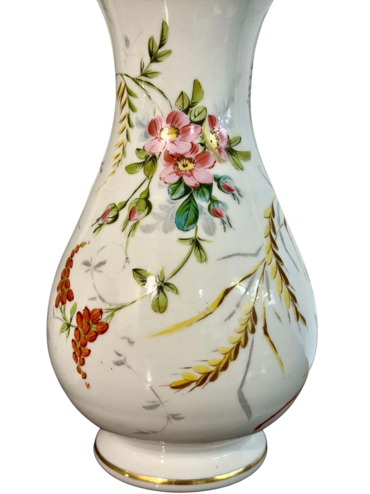 Home Decor Pair Of Paris Porcelain Vases With Hand Painted Floral Bouquets, C.1880 photo