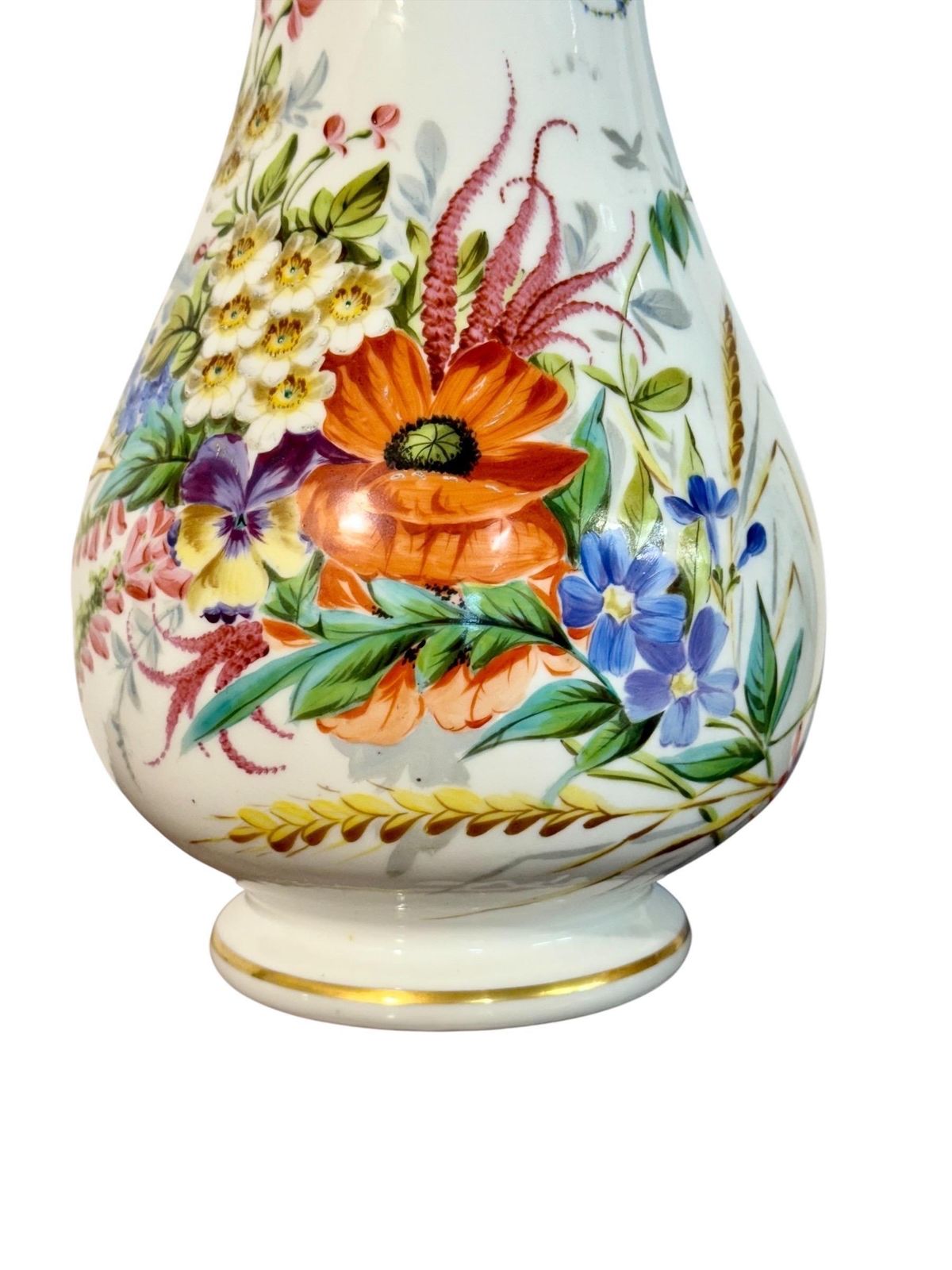 photo vintage Pair Of Paris Porcelain Vases With Hand Painted Floral Bouquets, C.1880