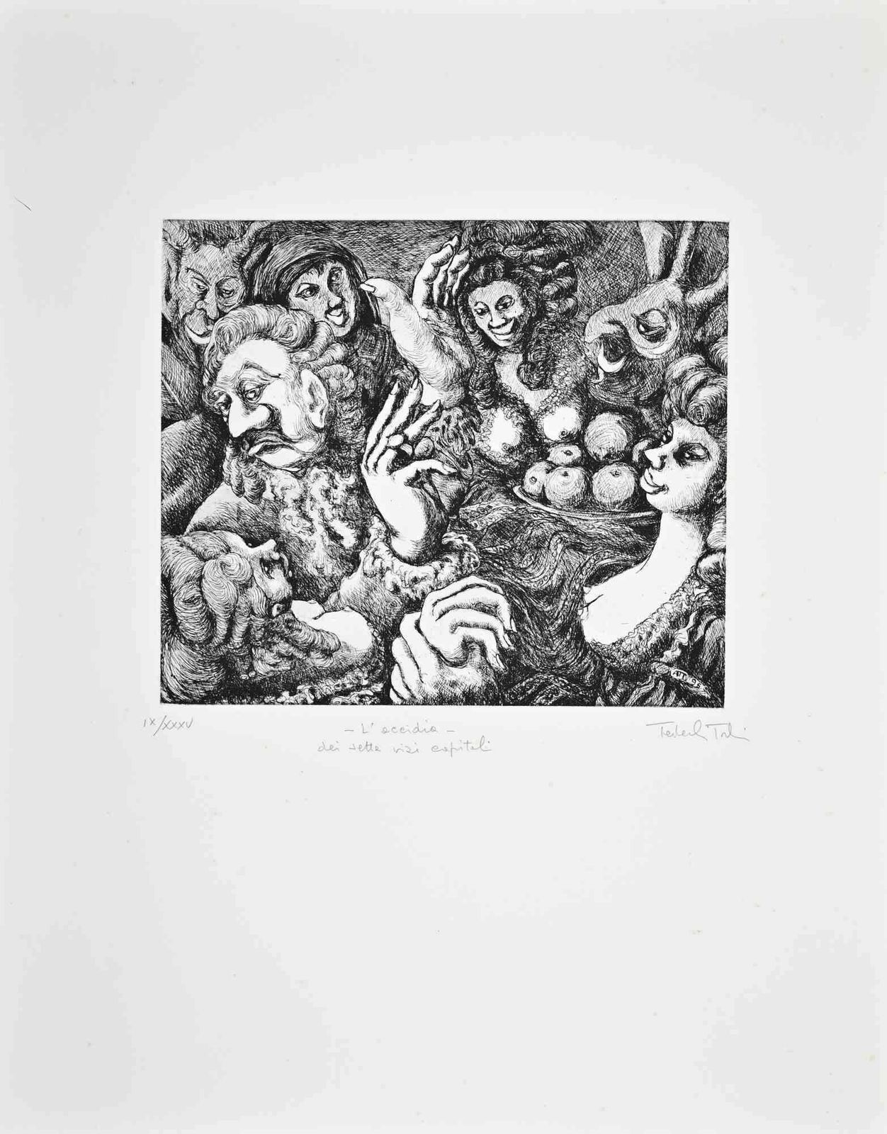 Amedeo Tedeschi Toschisloth Etching By Amedeo Tedeschi Toschi 19901990s