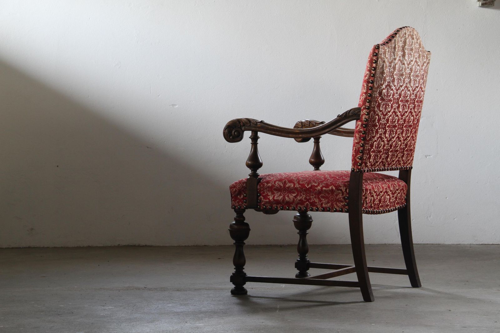 photo for sale Vintage 19th Century Danish Baroque Oak Armchair   Louis XV Style