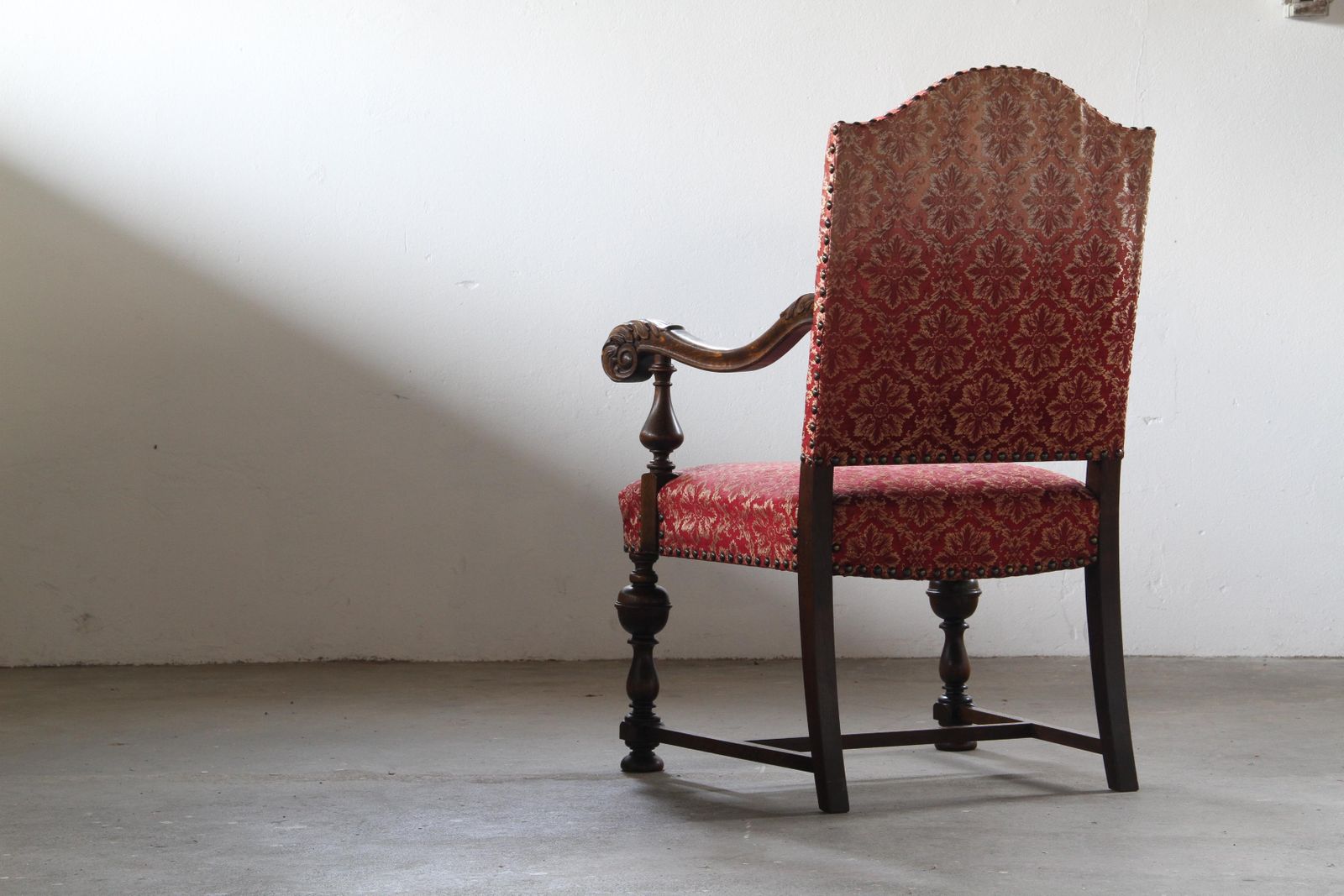 Furniture Vintage 19th Century Danish Baroque Oak Armchair   Louis XV Style photo
