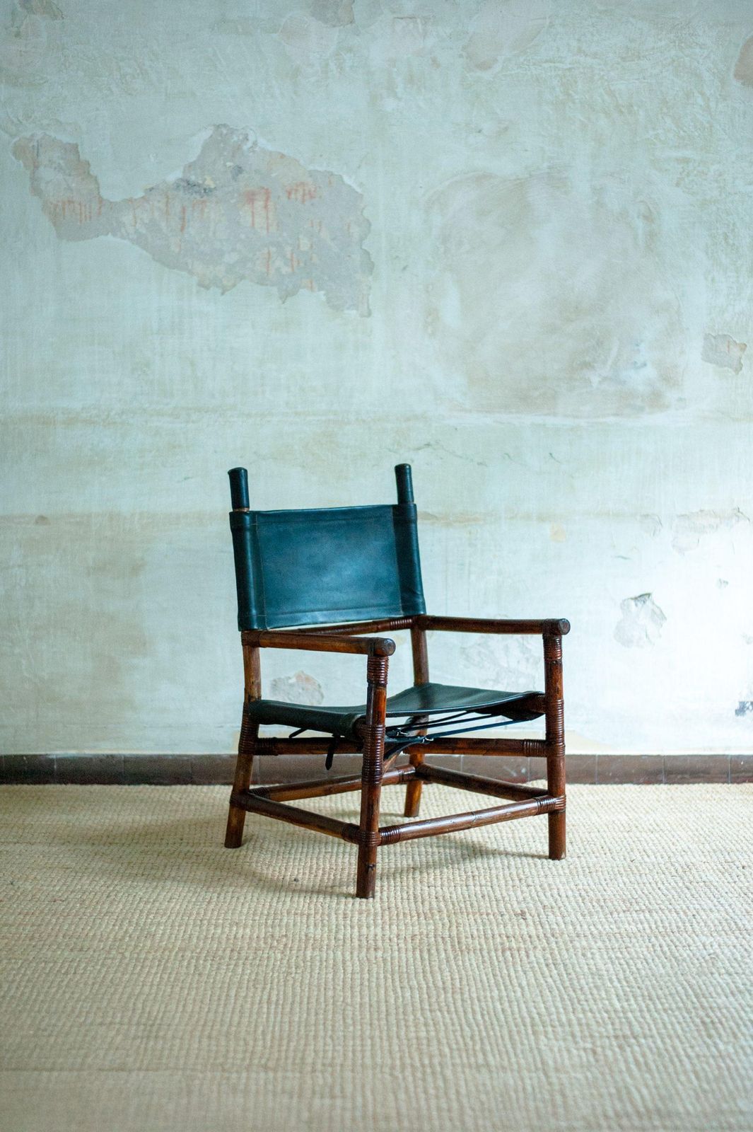 Bamboo Lounge Set With Chair And Footstool   1970s photo Furniture