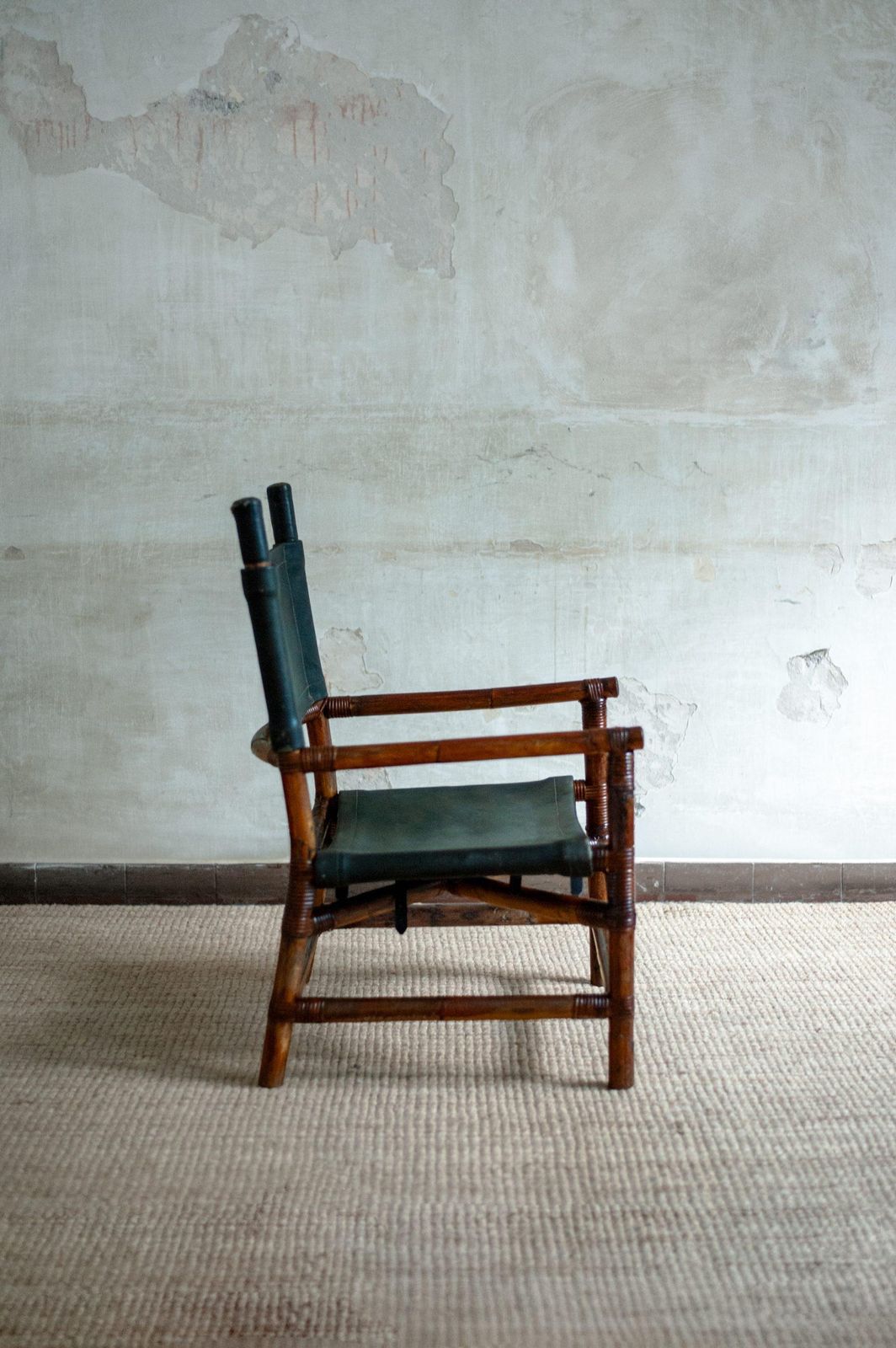 Bamboo Lounge Set With Chair And Footstool   1970s photo 3093.0