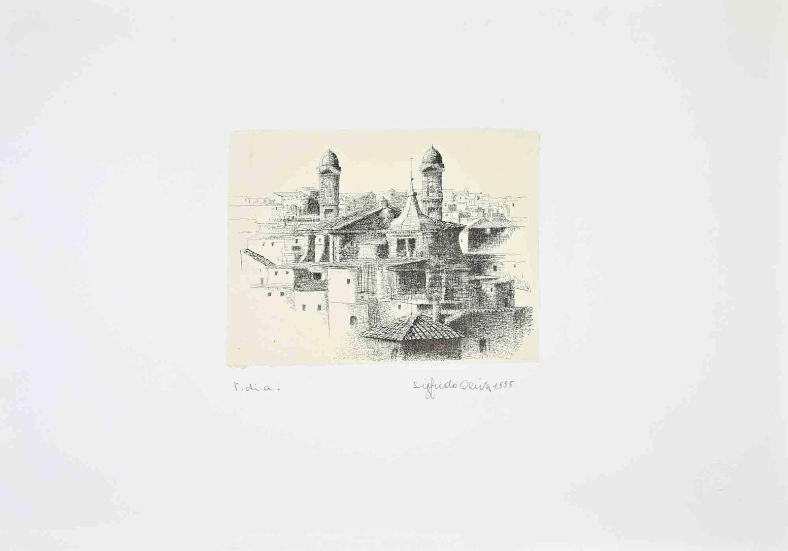 Sigfrido Olivarural Landscape   Etching By Sigfrido Oliva   19951995