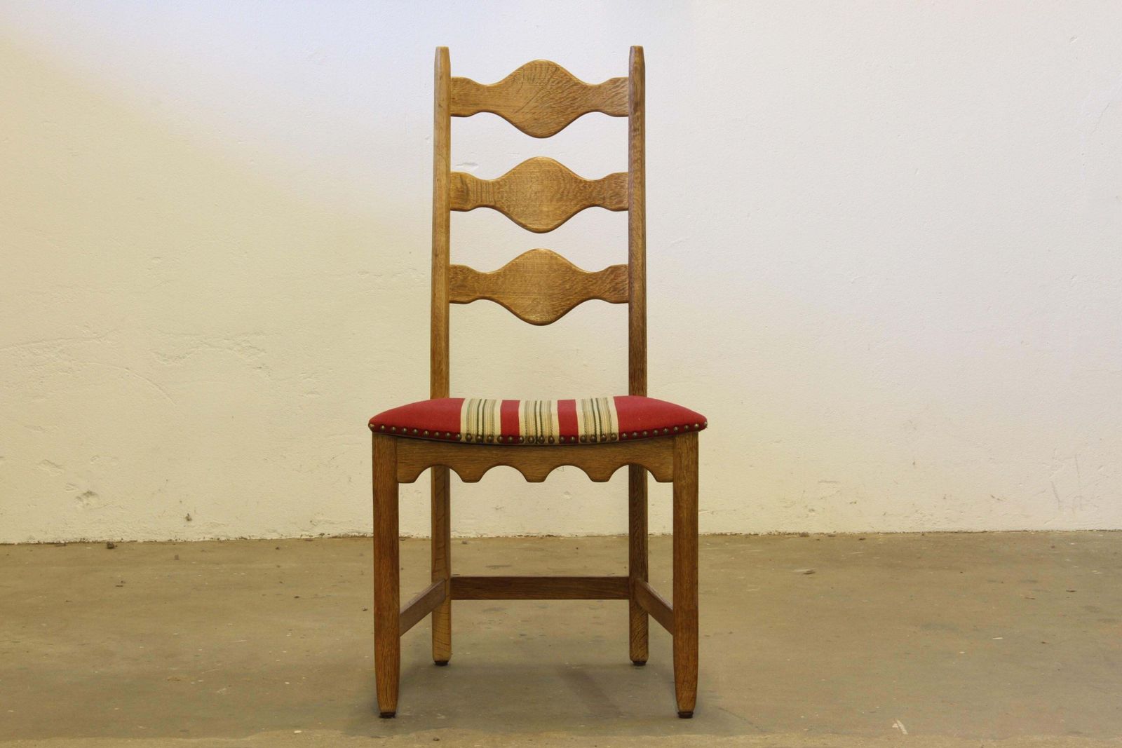 Vintage Jaren 1960 Deense Brutalist Ladderrug Eiken Stoelen In De Stijl Van Kjærnulf photo vintage