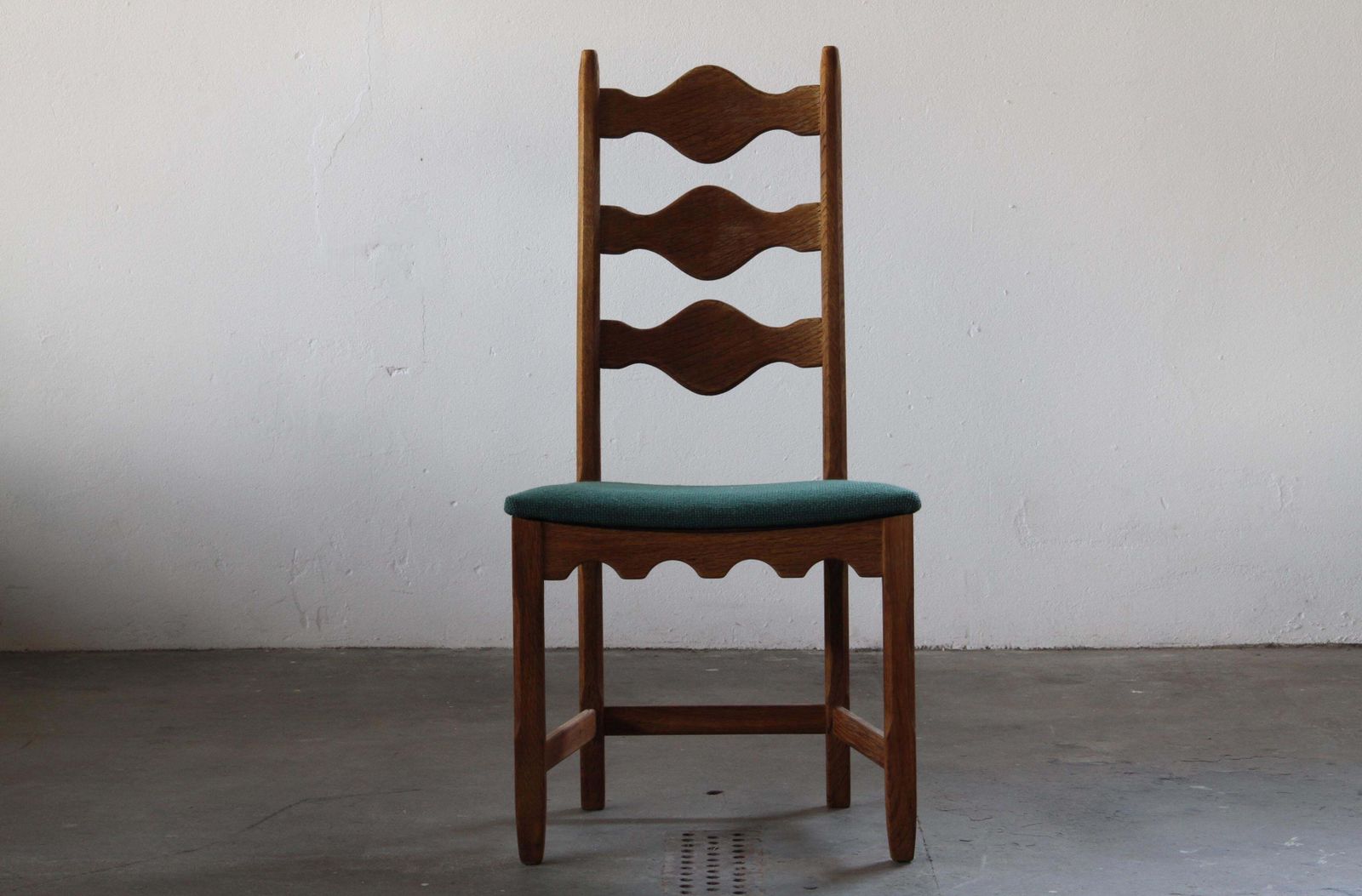Six Vintage 1960s Danish Ladderback Oak Chairs, Henning Kjærnulf Brutalist Style photo 3435.0