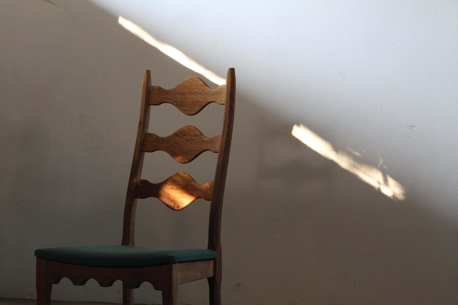 Furniture Six Vintage 1960s Danish Ladderback Oak Chairs, Henning Kjærnulf Brutalist Style photo