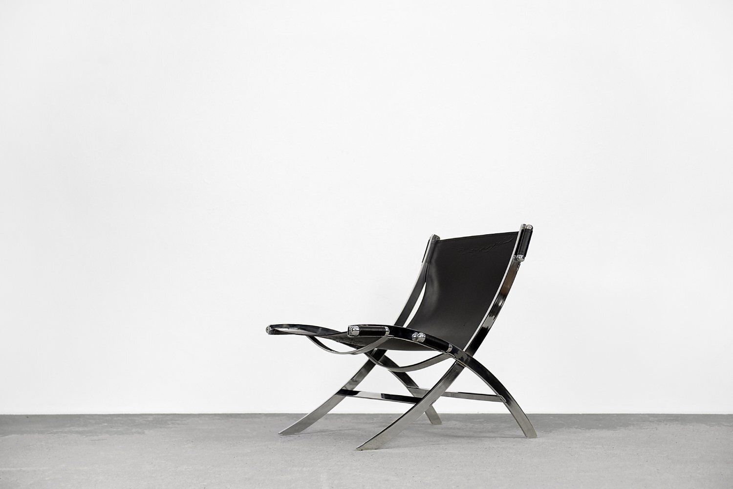 Vintage Italian Minimalist Leather Chair, 1980s photo for sale