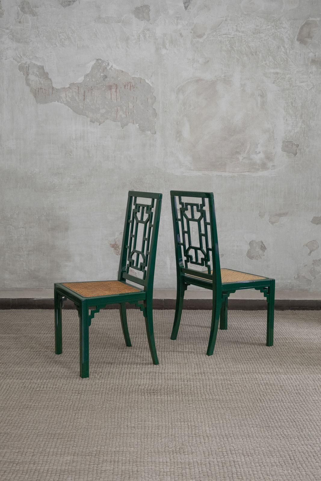 1970s Green Lacquered Wood Dining Set photo vinterior