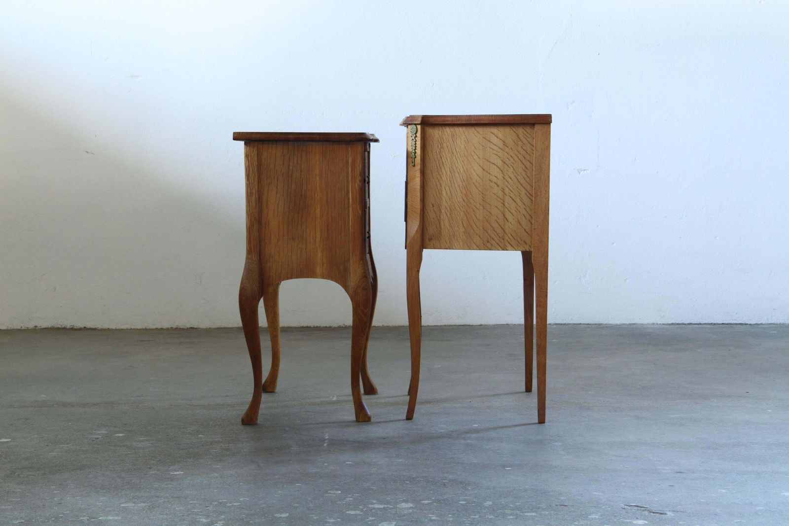 Vintage 1960s Danish Modern Oak Nightstands   Henning Kjærnulf Baroque Style photo for sale