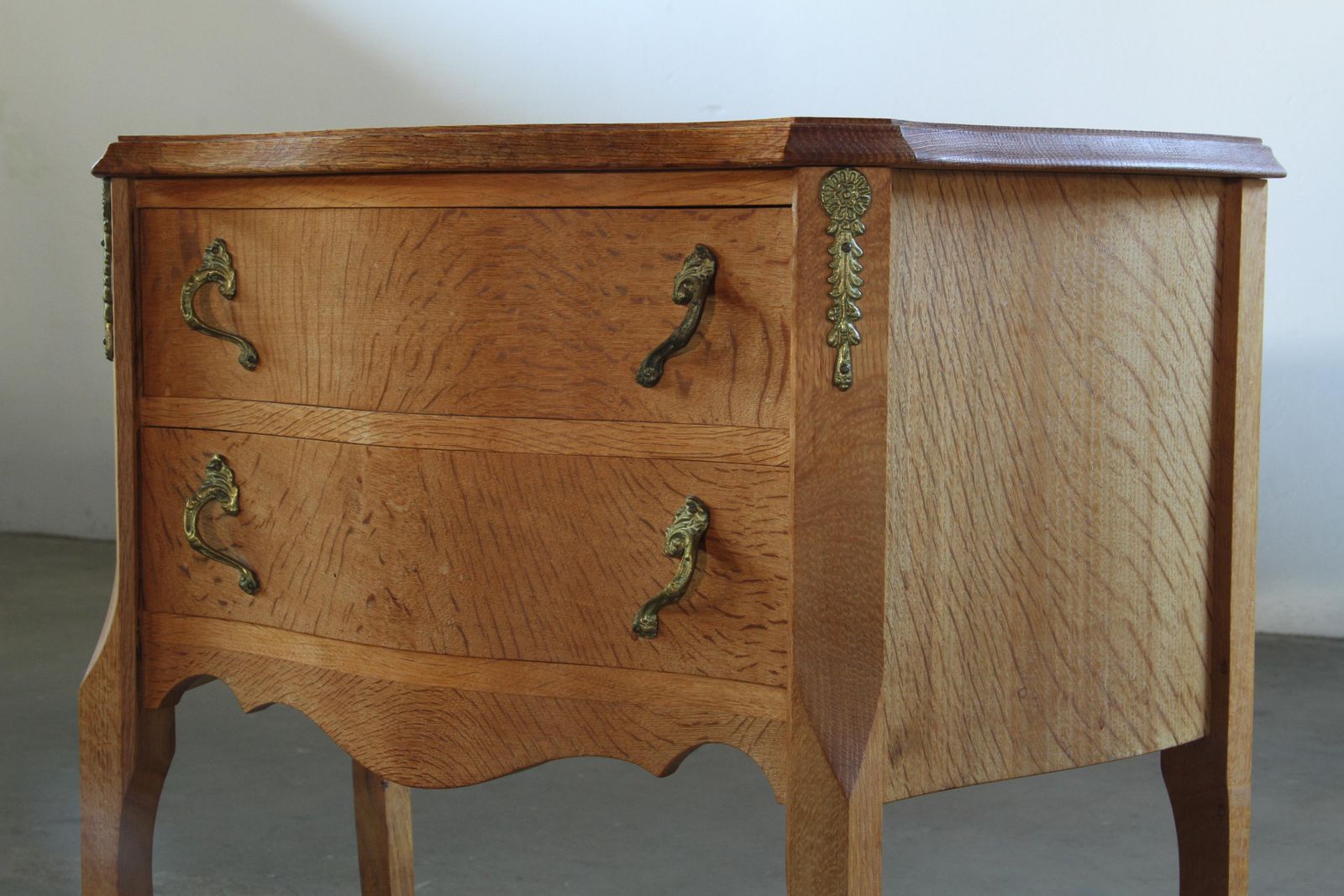 Vintage 1960s Danish Modern Oak Nightstands   Henning Kjærnulf Baroque Style photo vintage