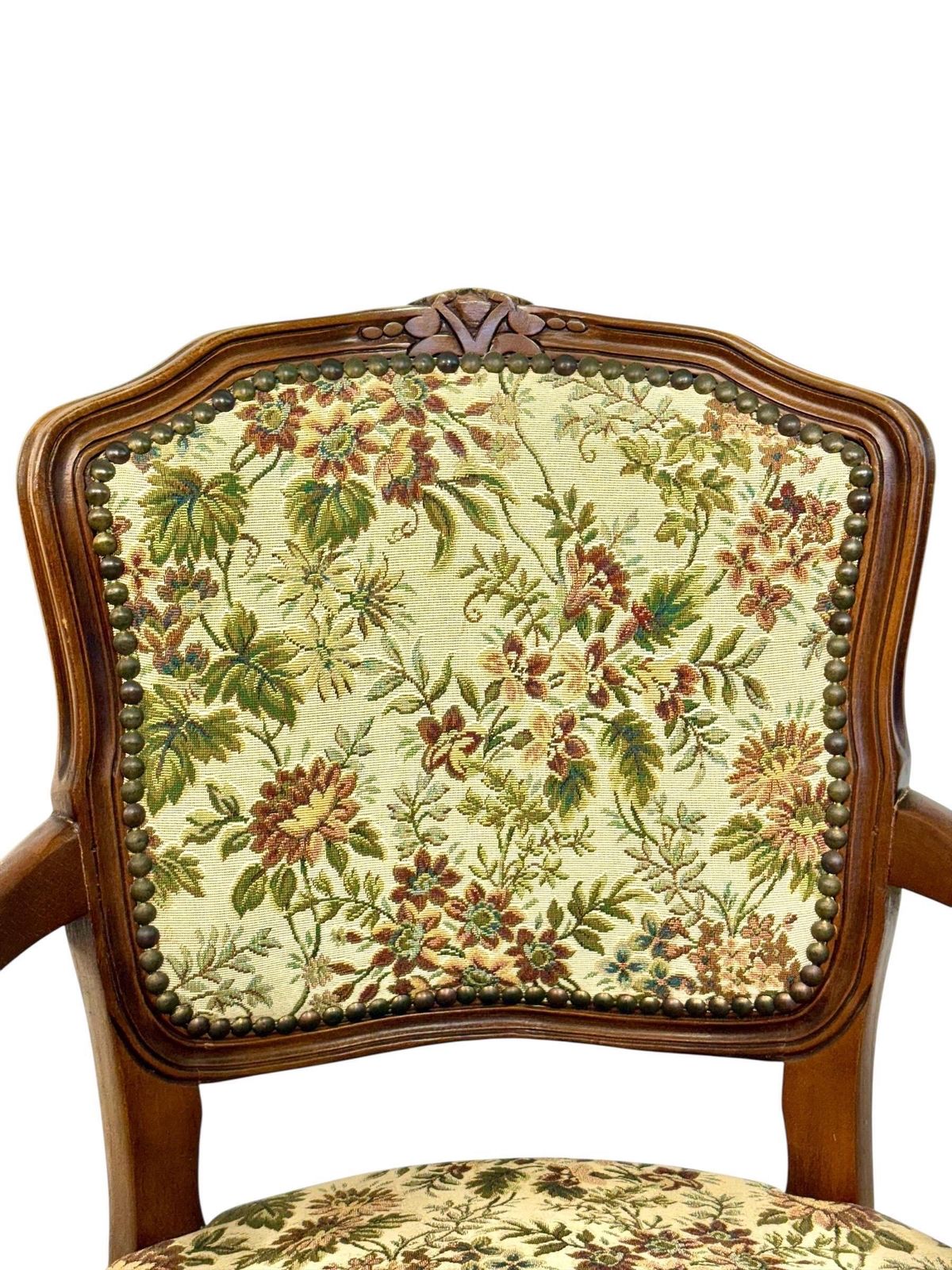 Pair Of French Beech Louis XV Style Armchairs With Floral Tapestry, 20th C. photo Furniture