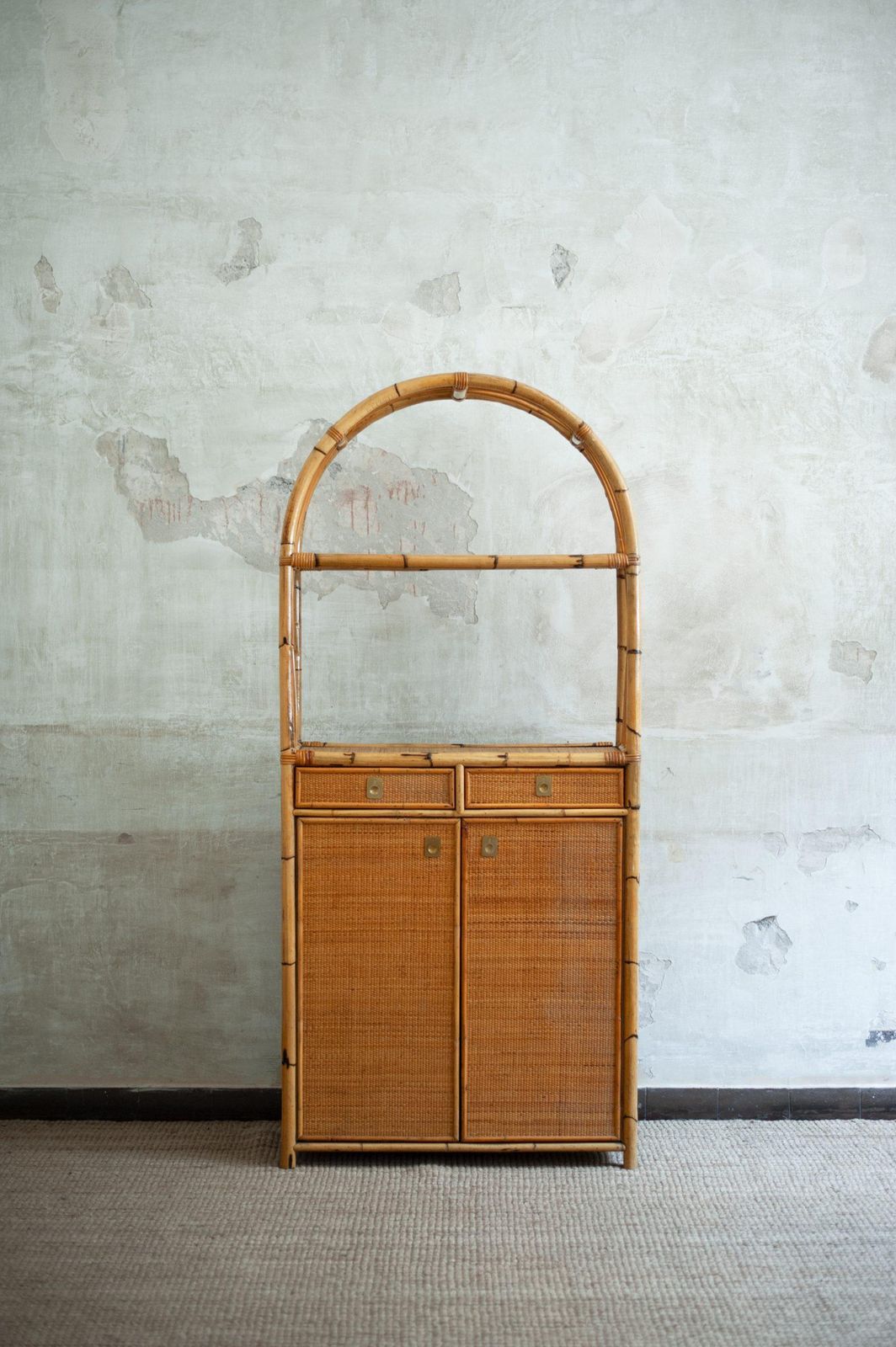 Pair Of Rattan Bookshelf – 1980s photo for sale