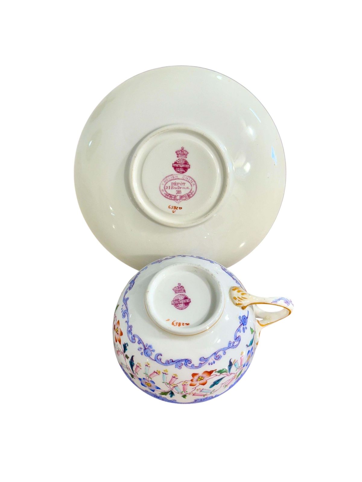 2476.0 19th Century Set Of 7 English Porcelain Tea Cups & Saucers, 6 Signed Minton photo