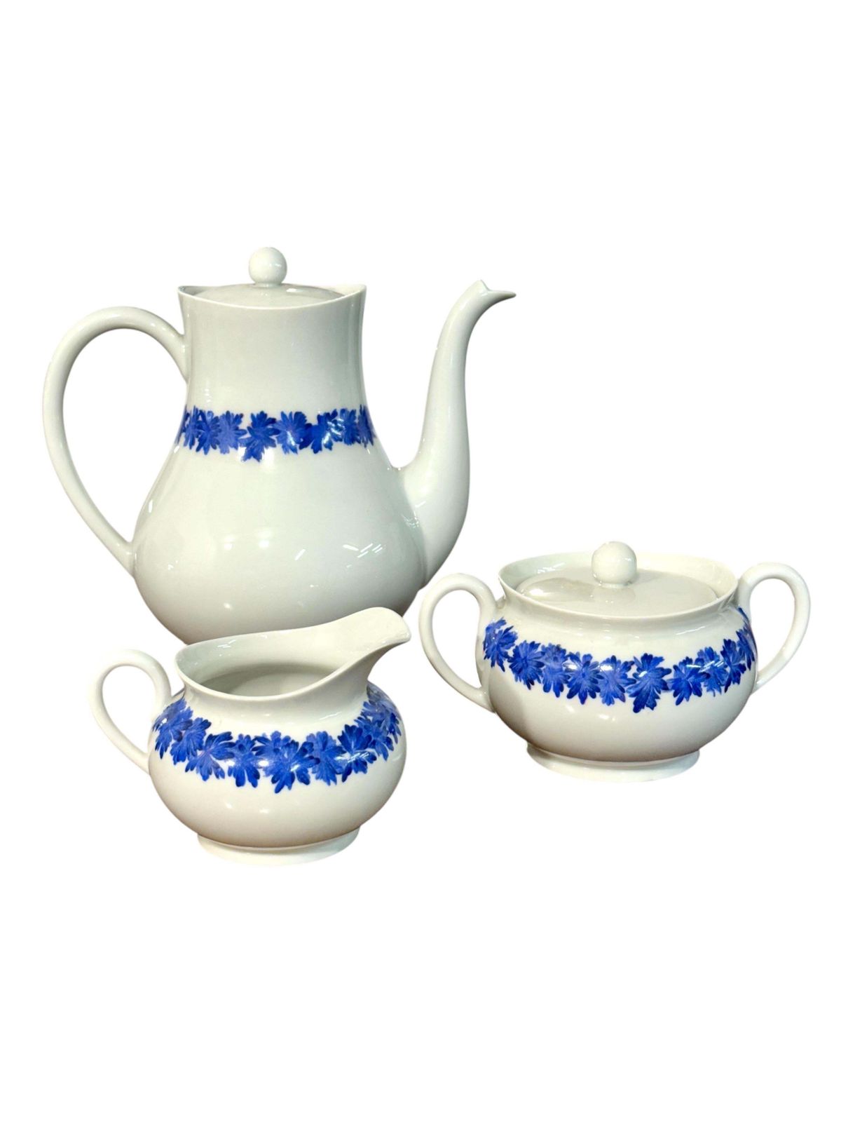 photo vinterior Haviland Limoges Coffee Service With Blue And Pink Floral Motifs