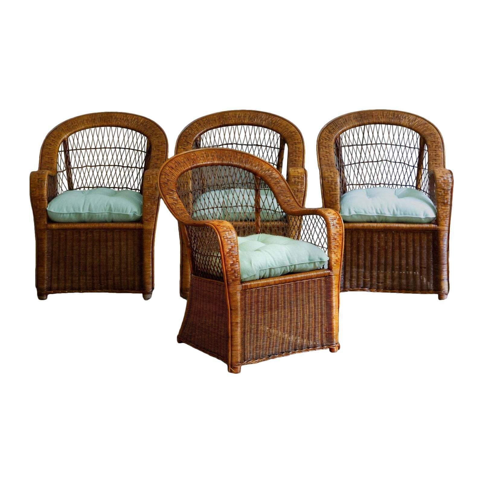 Set Of Four Bamboo Armchairs – 1970s