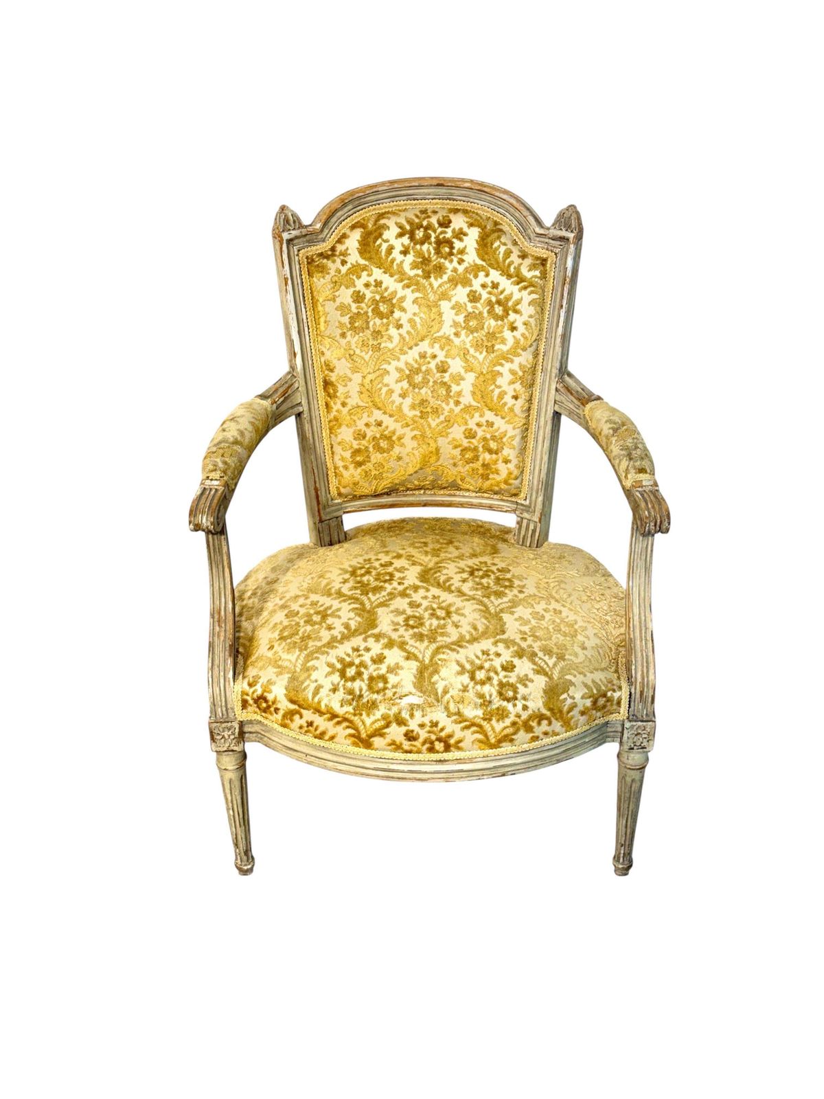 19th Century Louis XVI Style Armchair With Chapeau De Gendarme Backrest photo for sale