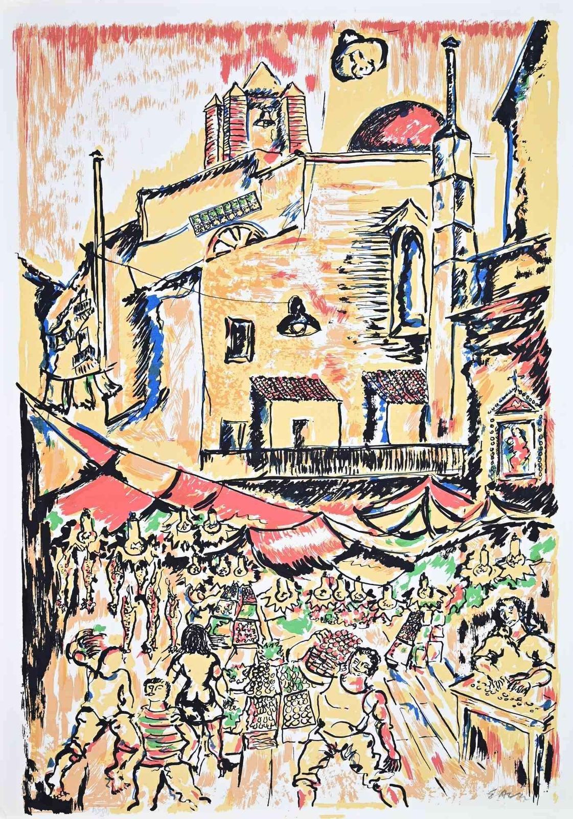 Piero Gaulithe Five Markets In Palermo   Print By Piero Gauli   1970s1970s