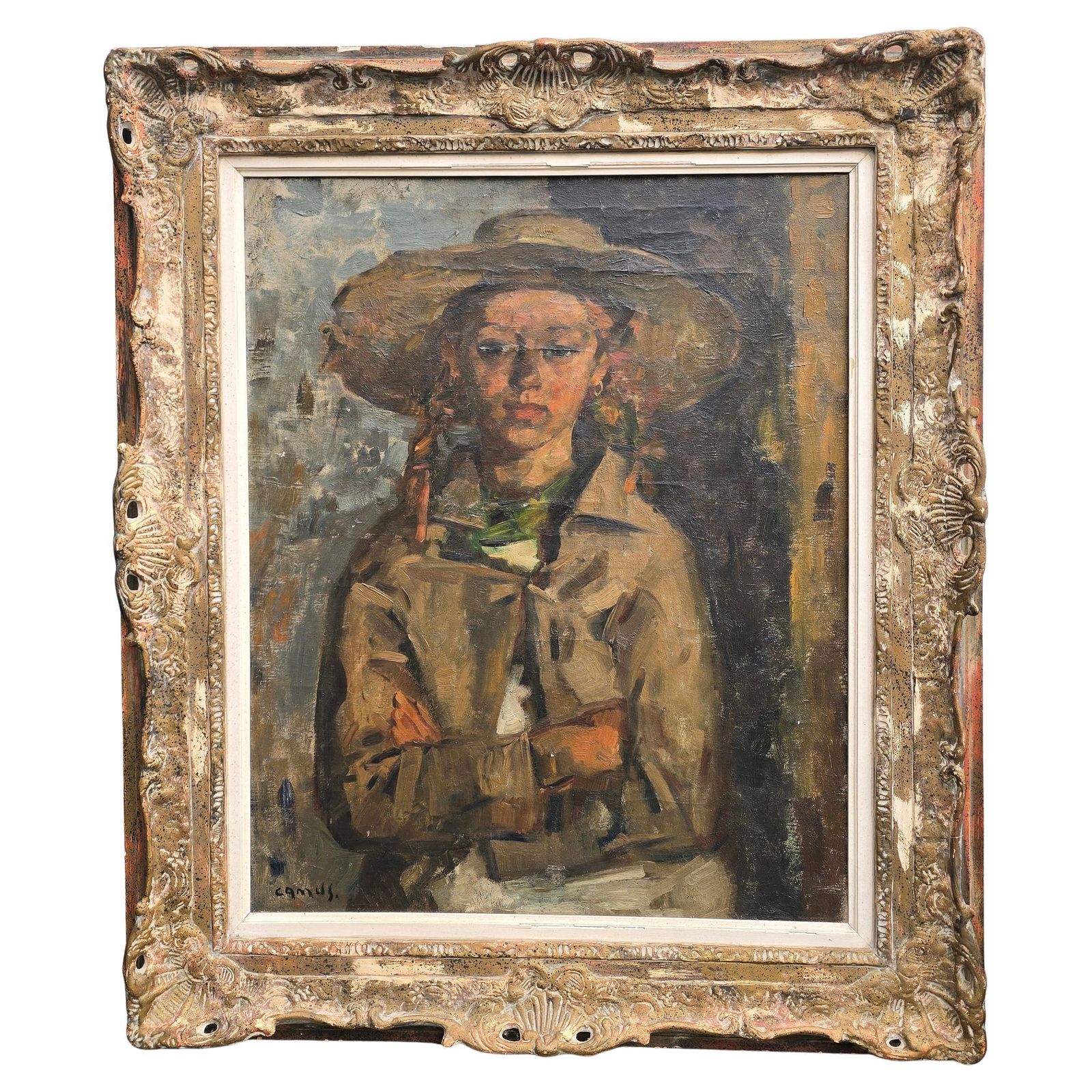 Portrait Of A Girl, Oil On Canvas By Gustave Camus (1914–1984)