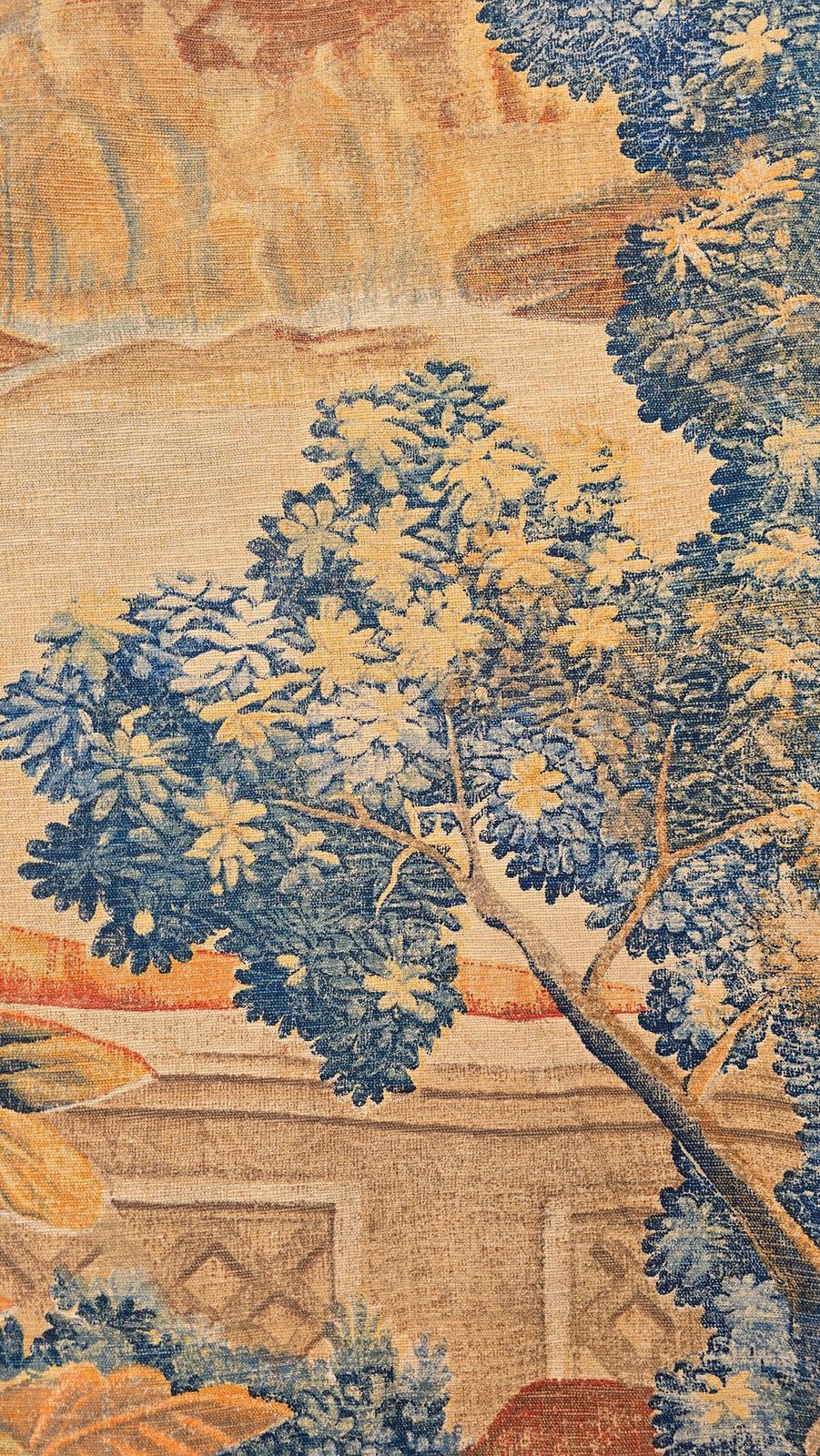 Art Monumental European Chinoiserie Tapestry, Hand Painted Textile, Circa 1900–1930 photo