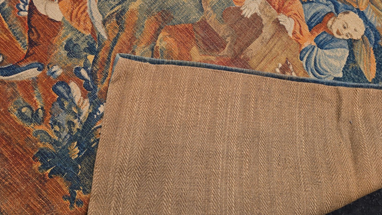 photo vintage Monumental European Chinoiserie Tapestry, Hand Painted Textile, Circa 1900–1930