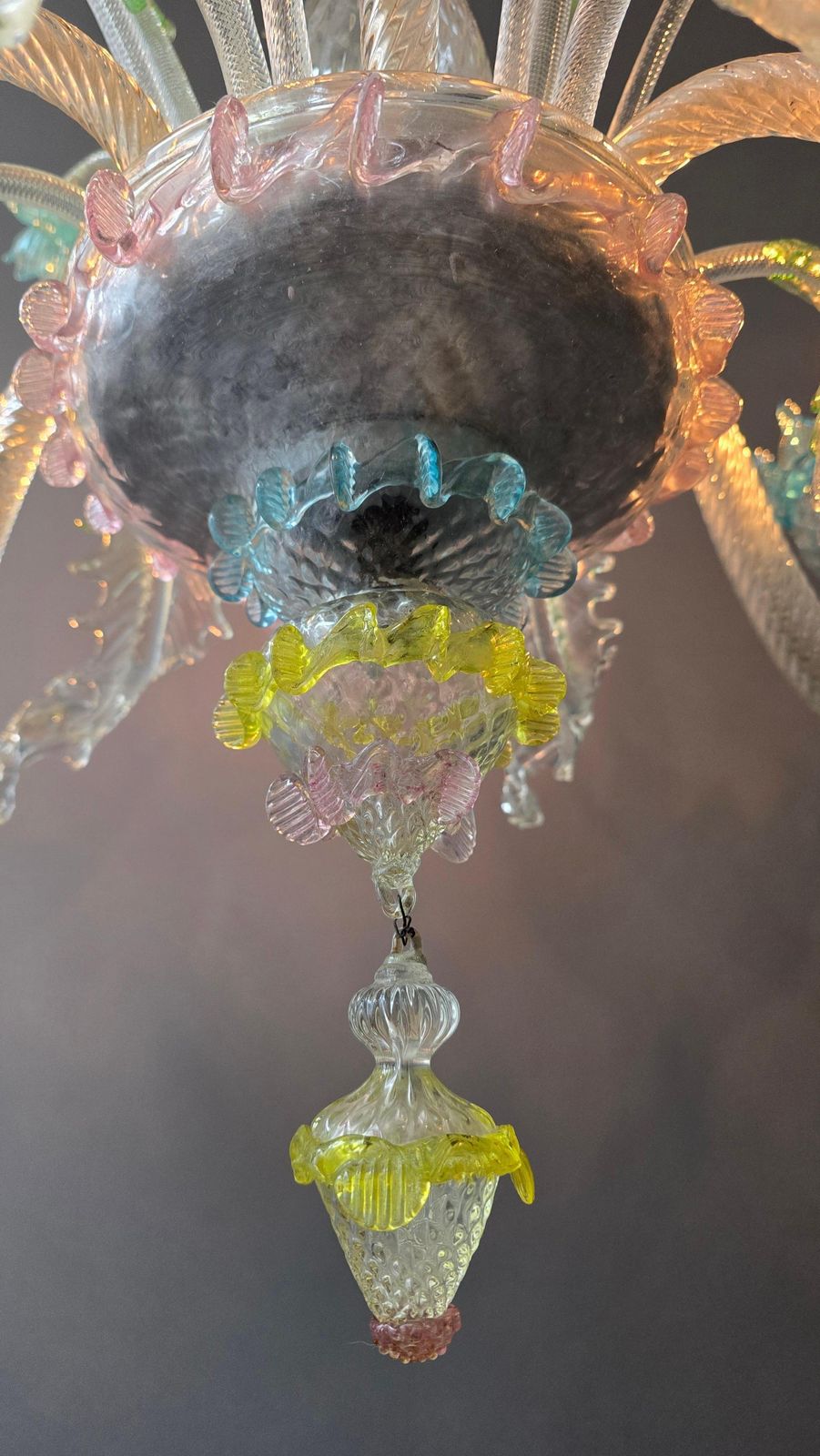 Large Murano Glass Floral Chandelier, Italy, 1950s photo vintage