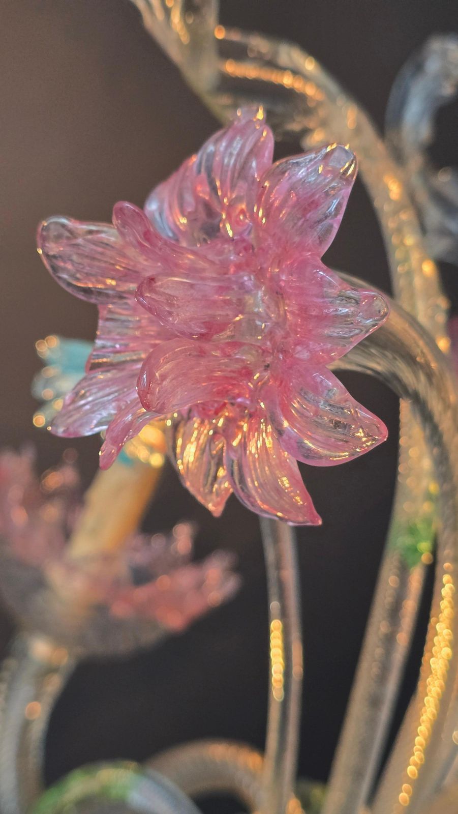 photo vinterior Large Murano Glass Floral Chandelier, Italy, 1950s