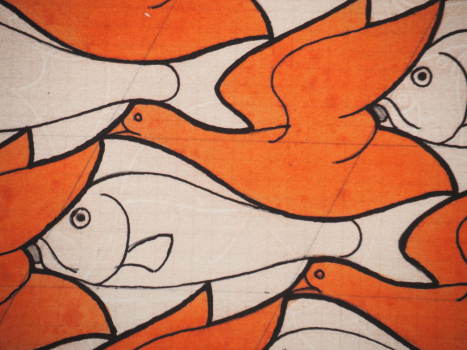 M.C. Escherbirds And Fishes   Facsimile Lithograph, Ltd /4502008 photo vintage
