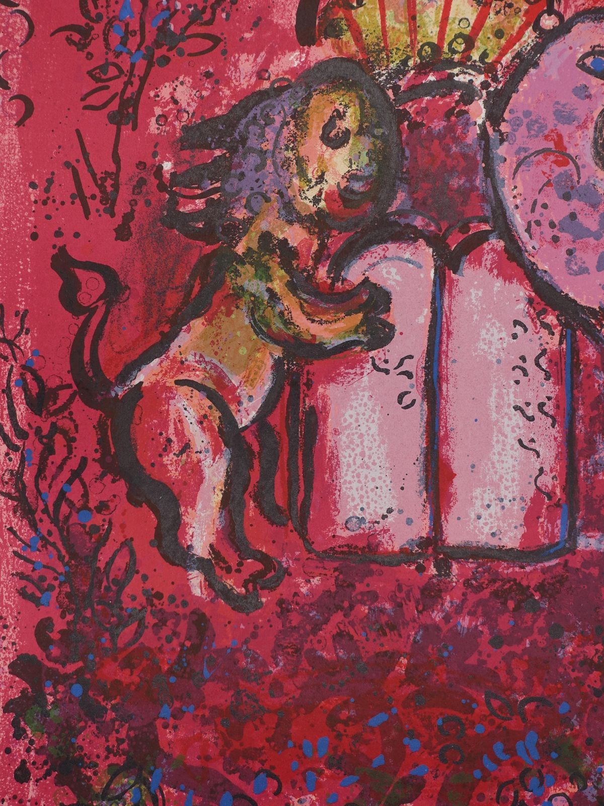 Marc Chagallbible : The Lion Of Judah And The Tablets Of The Law   Original Lithograph1962 photo for sale