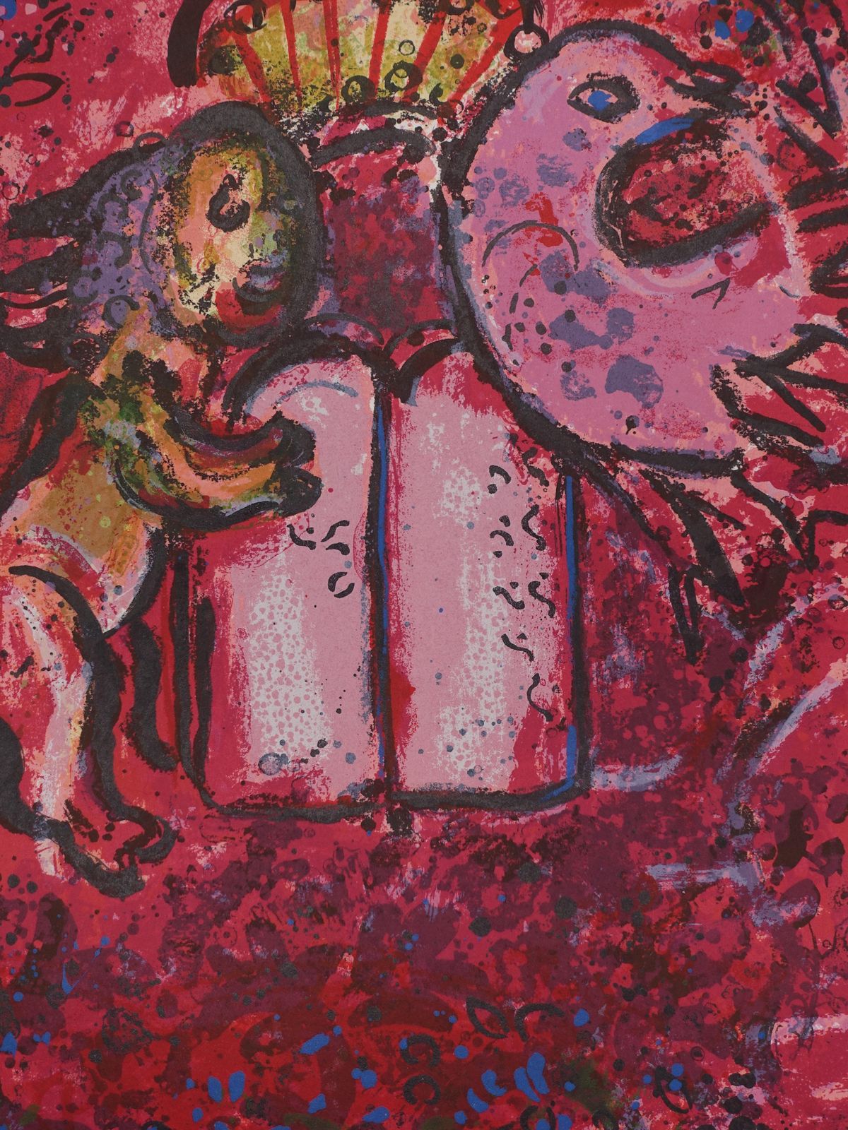Marc Chagallbible : The Lion Of Judah And The Tablets Of The Law   Original Lithograph1962 photo Art